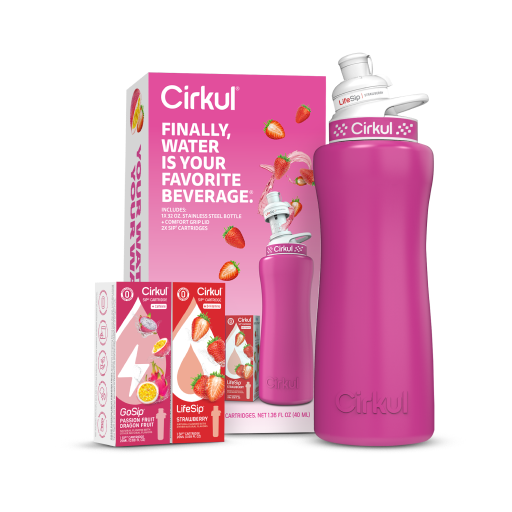 32oz. Hot Pink Stainless Steel Bottle Starter Kit - Travel Fit