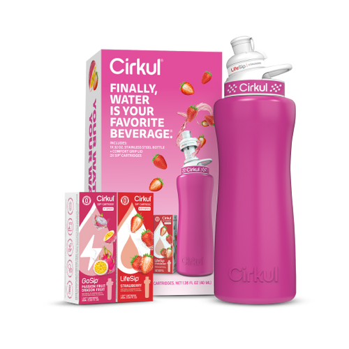 32oz. Hot Pink Stainless Steel Bottle Starter Kit - Travel Fit