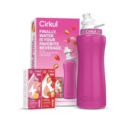 32oz. Hot Pink Stainless Steel Bottle Starter Kit - Travel Fit